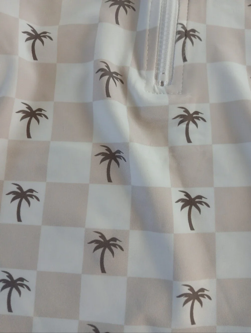 New Infant Baby Palm Tree Checkered Swimsuit Rash Guard Swimwear 12-18 Months